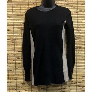 Aqua Cashmere Womens Colorblock Crew Neck Sweater Black Tan Small WPL 10167